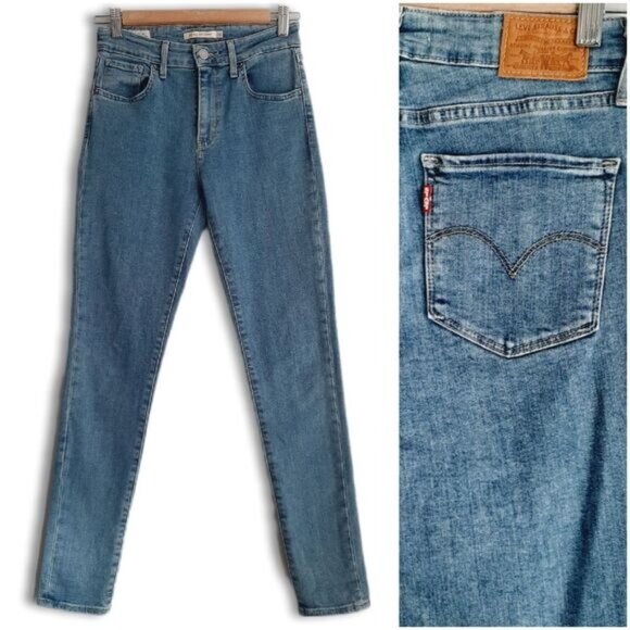 LEVI'S 721 High Rise Skinny Light Blue Wash Jeans Sz 26 - Picture 1 of 13